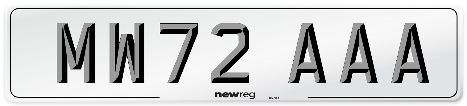 MW72 AAA Number Plate from New Reg